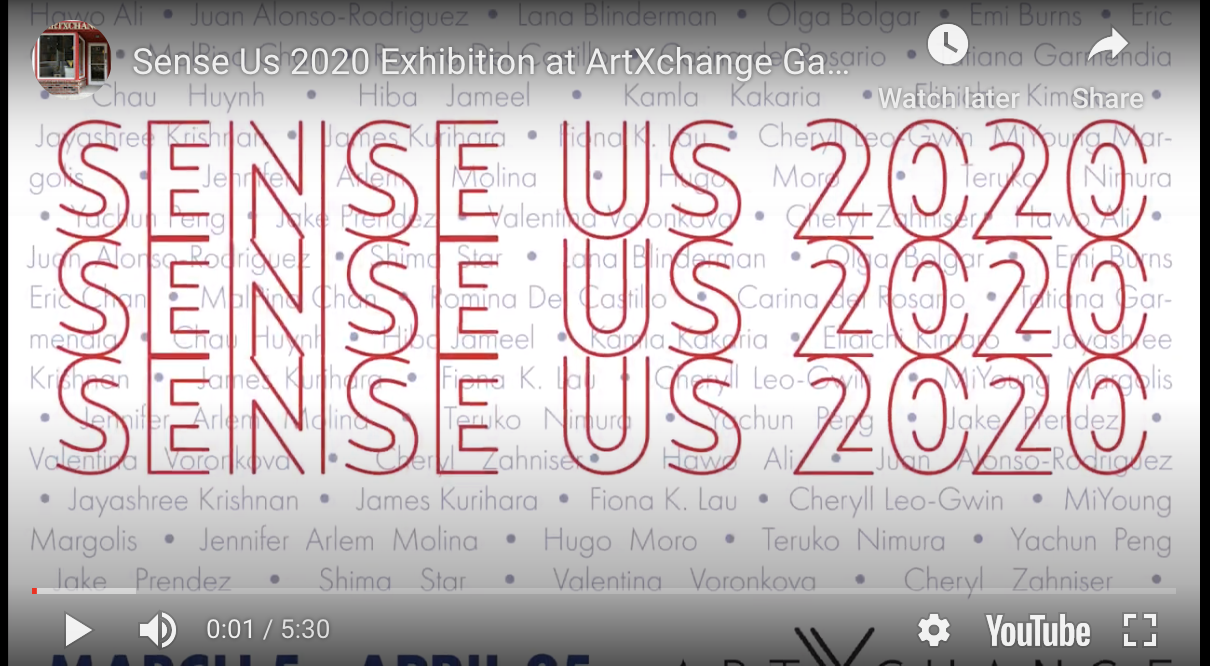 Sense Us 2020 exhibition postcard graphic in youtube video player